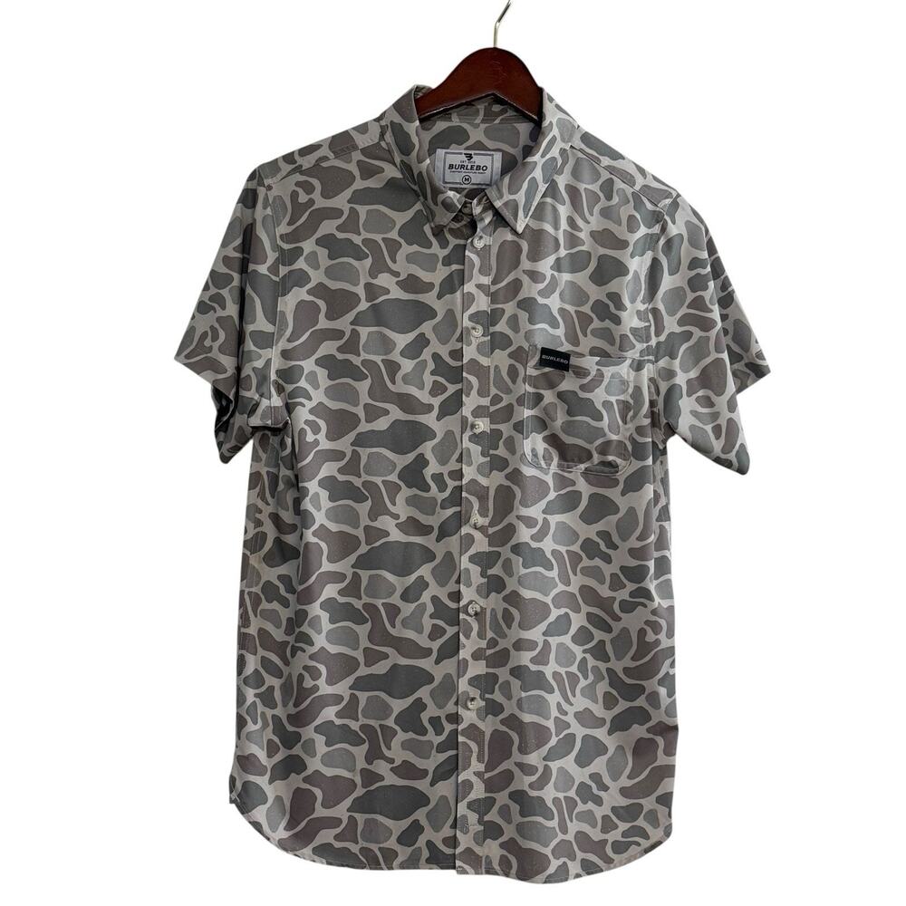 Burlebo Shirt Men’s Performance Button Up Classic Deer Camo Outdoors Size Medium